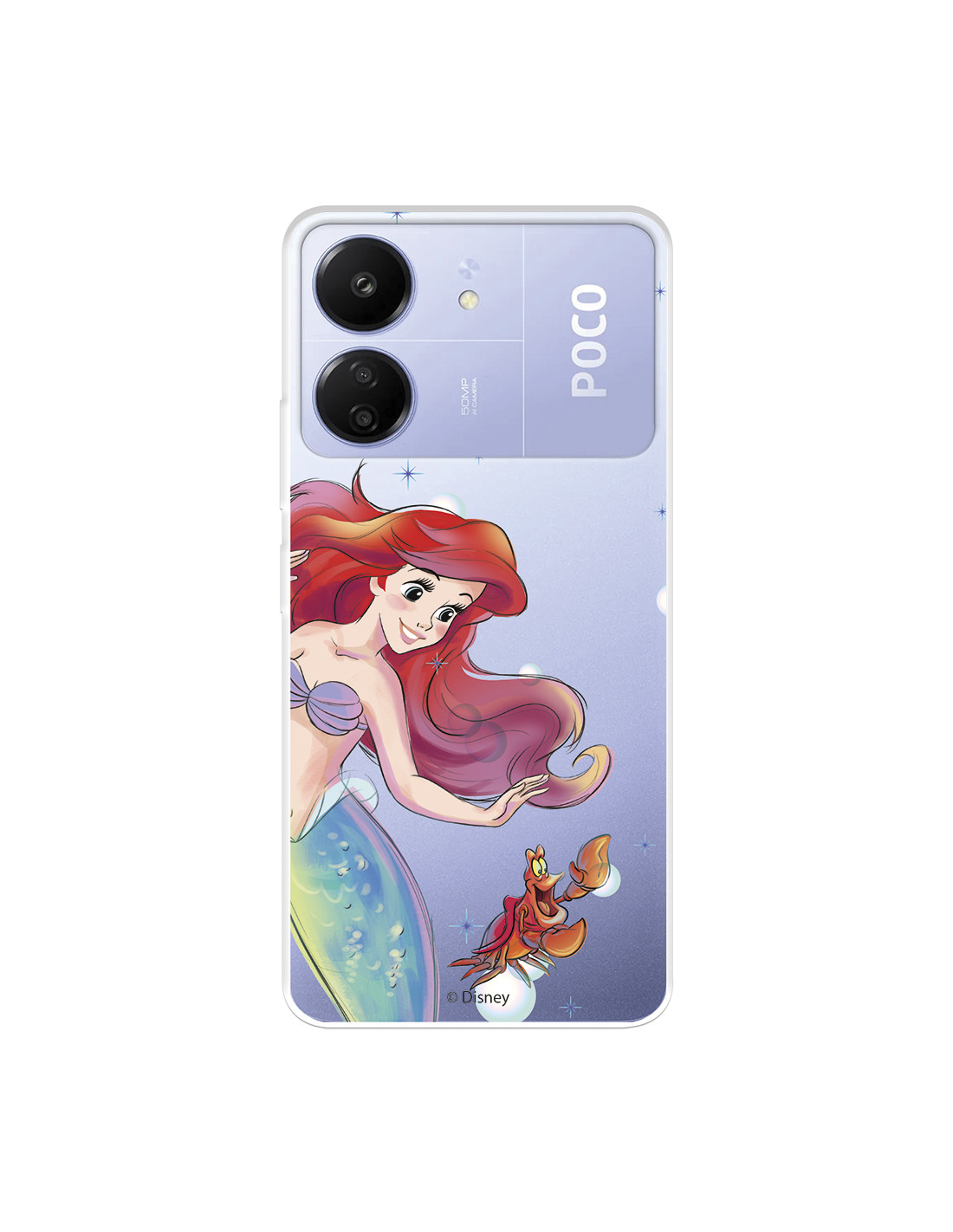 Funda para Xiaomi Poco C65 Oficial de Disney Ariel y Sebastián Burbujas -  La Sirenita