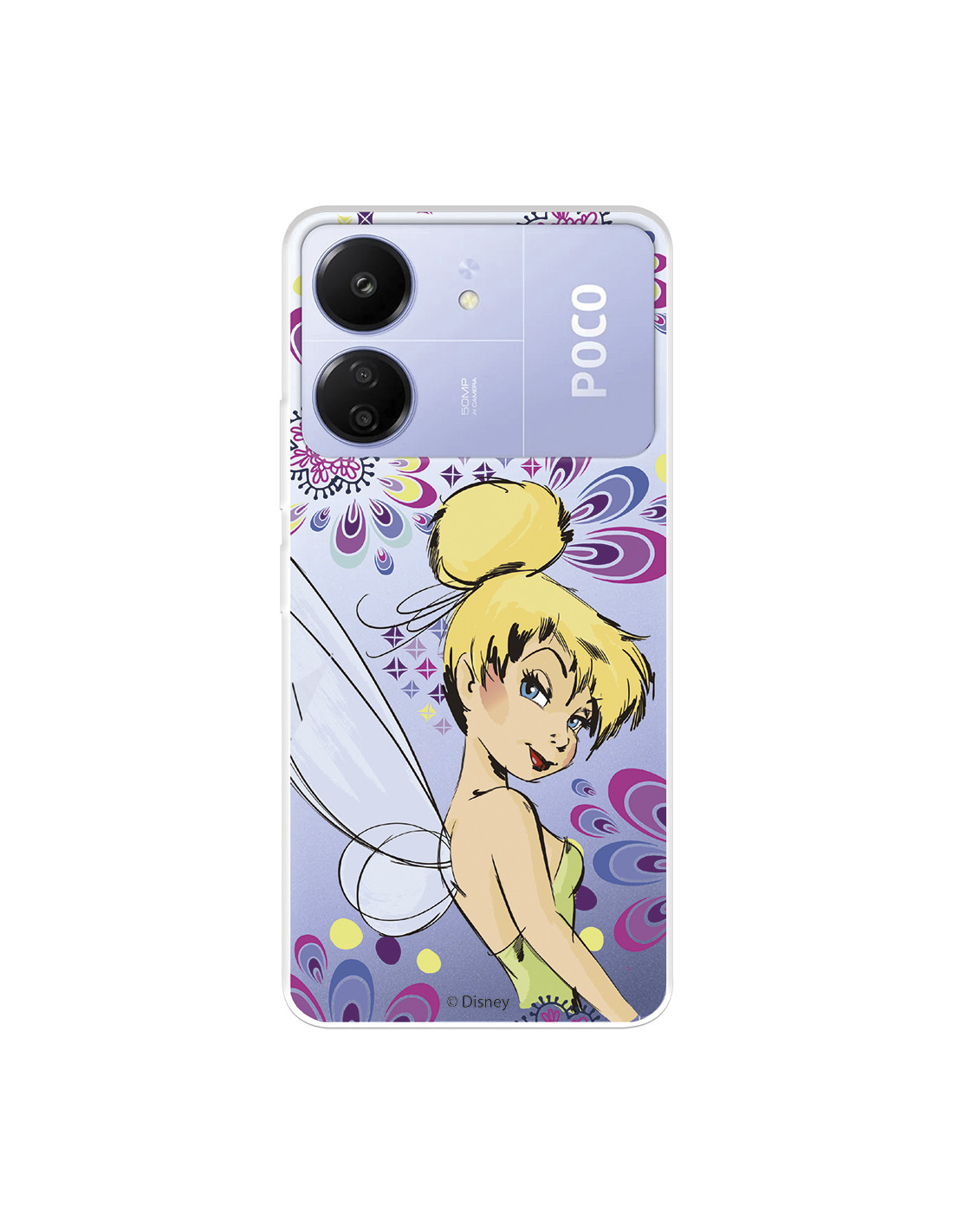 Funda para Xiaomi Poco C65 Oficial de Disney Campanilla Flores - Peter Pan