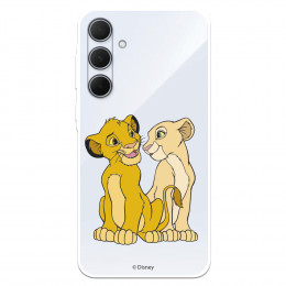 Funda para Samsung Galaxy A35 5G Oficial de Disney Simba y Nala Silueta - El Rey León