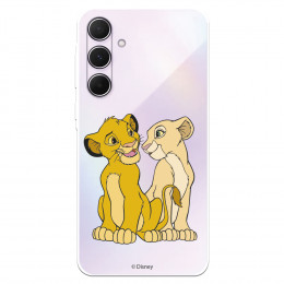 Funda para Samsung Galaxy A55 5G Oficial de Disney Simba y Nala Silueta - El Rey León