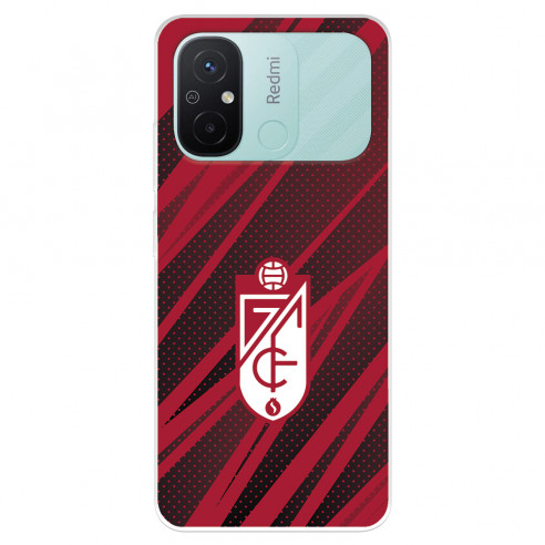 Funda para Xiaomi Redmi 12C del Granada CF Escudo - Líneas Rojas y Negras  - Licencia Oficial Granada CF