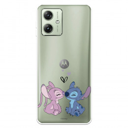 Funda para Motorola Moto G54 5G Oficial de Disney Angel & Stitch Beso - Lilo & Stitch
