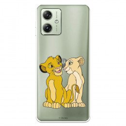 Funda para Motorola Moto G54 5G Oficial de Disney Simba y Nala Silueta - El Rey León