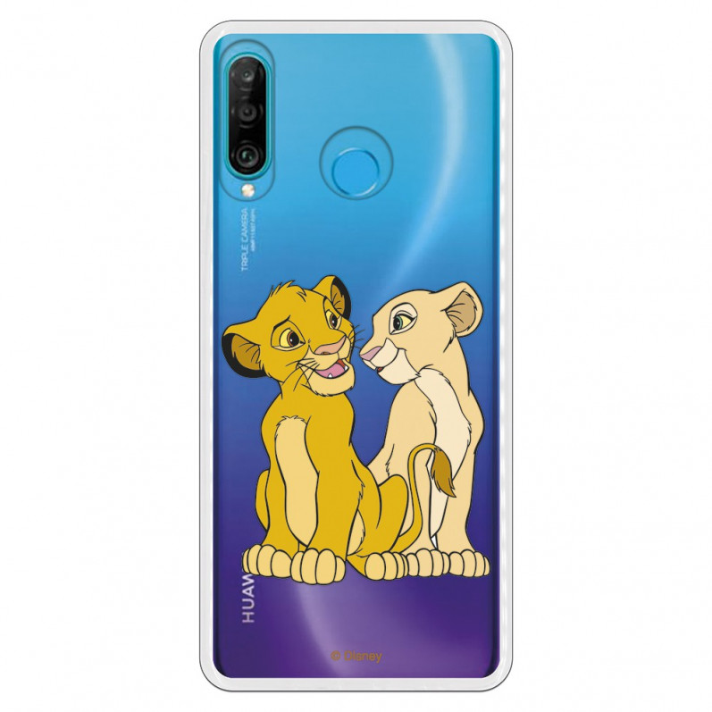 Carcasa Oficial Disney Simba y Nala transparente para Huawei P30 Lite - El Rey León- La Casa de las Carcasas