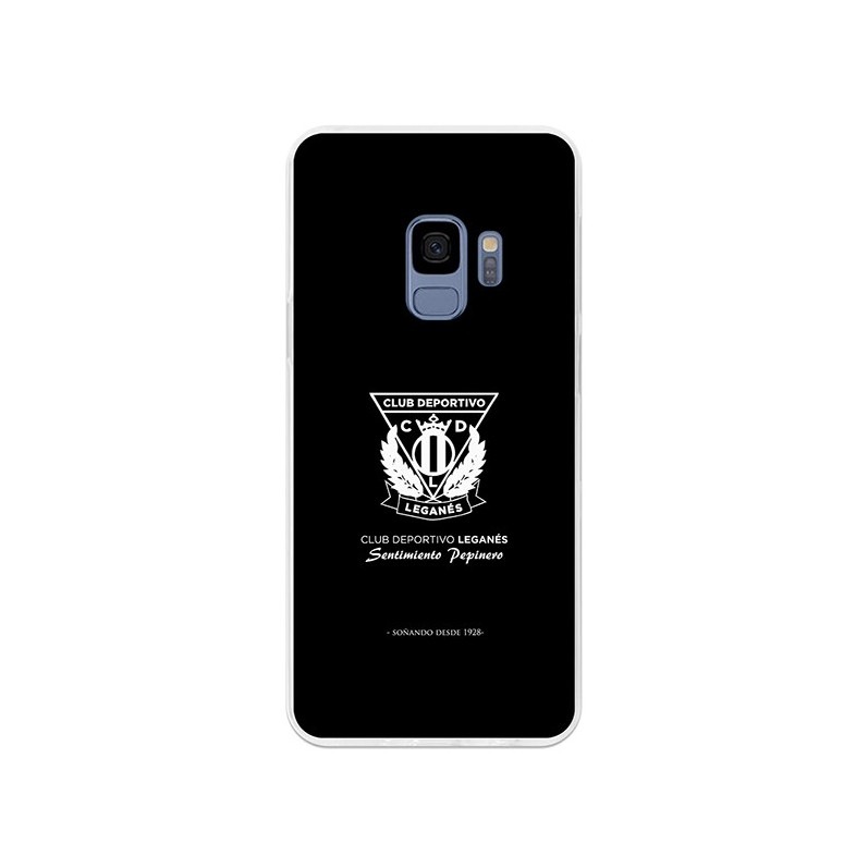 Funda Oficial Leganés escudo blanco sobre fondo negro Samsung Galaxy S9