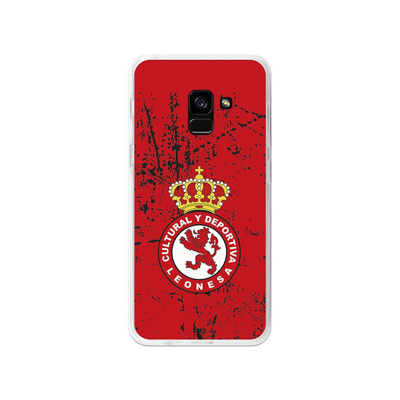 Funda Oficial Cultural y Deportiva Leonesa Escudo rojo textura Samsung Galaxy A8 2018