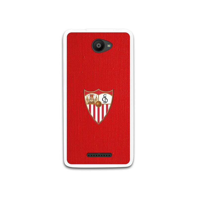 Funda Oficial Sevilla escudo color fondo rojo para Bq Aquaris U