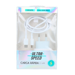 Cargador de carga Rápida + Doble Salida Tipo C