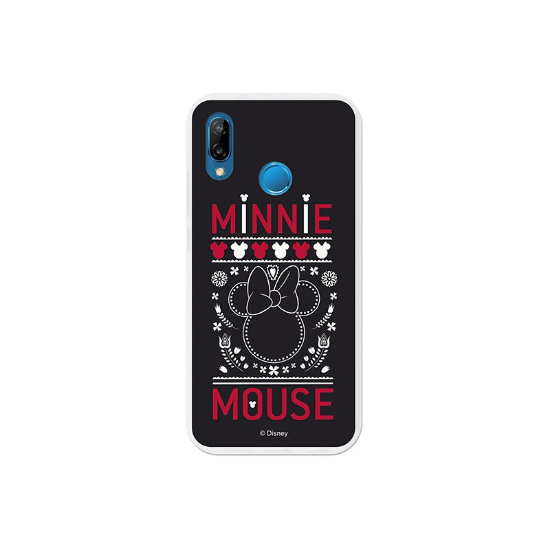 Funda Oficial Disney Minnie, Negro Bordado Huawei P20 Lite