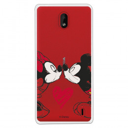 Carcasa Oficial  Disney Mikey Y Minnie Beso Clear para Nokia 1 Plus- La Casa de las Carcasas