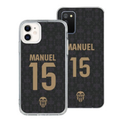 Funda Oficial del Valencia C.F. - Personaliza Tu Funda con Fondo Negro