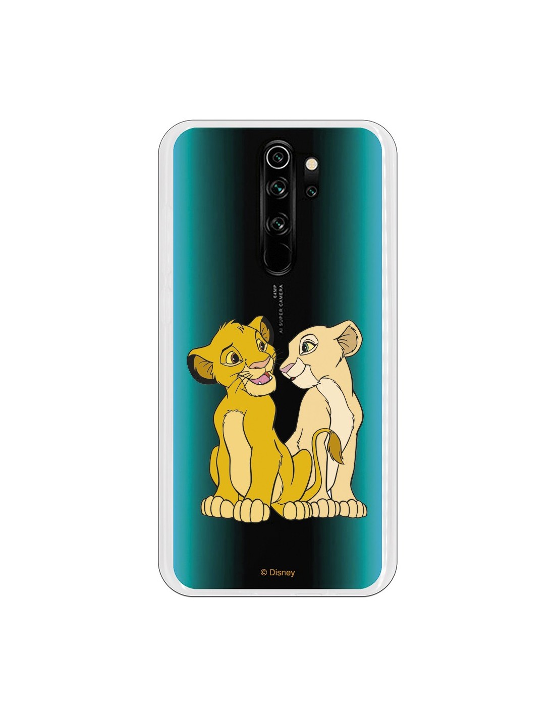 Funda para Xiaomi Redmi Note 8 Pro Oficial de Disney Simba y Nala Silueta -  El Rey León