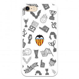 Funda para iPhone 8 Oficial del Valencia CF Stickers Gris Escudo Color - Licencia Oficial del Valencia CF
