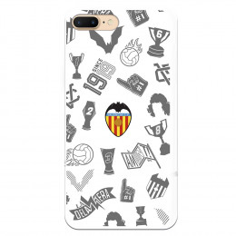 Funda para iPhone 8 Plus Oficial del Valencia CF Stickers Gris Escudo Color - Licencia Oficial del Valencia CF