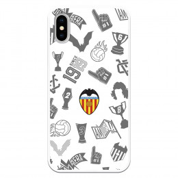 Funda para iPhone XS Oficial del Valencia CF Stickers Gris Escudo Color - Licencia Oficial del Valencia CF