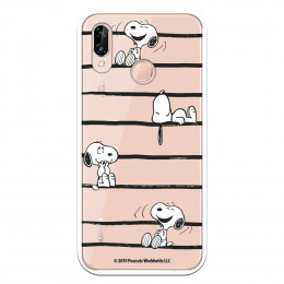 Funda para Huawei P20 Lite Oficial de Peanuts Snoopy rayas - Snoopy
