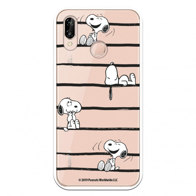 Funda para Huawei P20 Lite Oficial de Peanuts Snoopy rayas - Snoopy