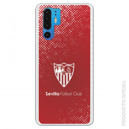 Carcasa Oficial Sevilla trama y escudo blanco sobre fondo rojo SS18 para Huawei P30 Pro- La Casa de las Carcasas