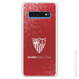 Carcasa Oficial Sevilla trama y escudo blanco sobre fondo rojo SS18 para Samsung Galaxy S10- La Casa de las Carcasas