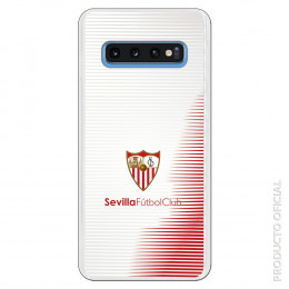 Carcasa Oficial Sevilla Rayas blancas y rojas sobre fondo gris SS18 para Samsung Galaxy S10- La Casa de las Carcasas