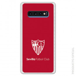 Carcasa Oficial Sevilla monocromo fondo rojo para Samsung Galaxy S10 Plus- La Casa de las Carcasas