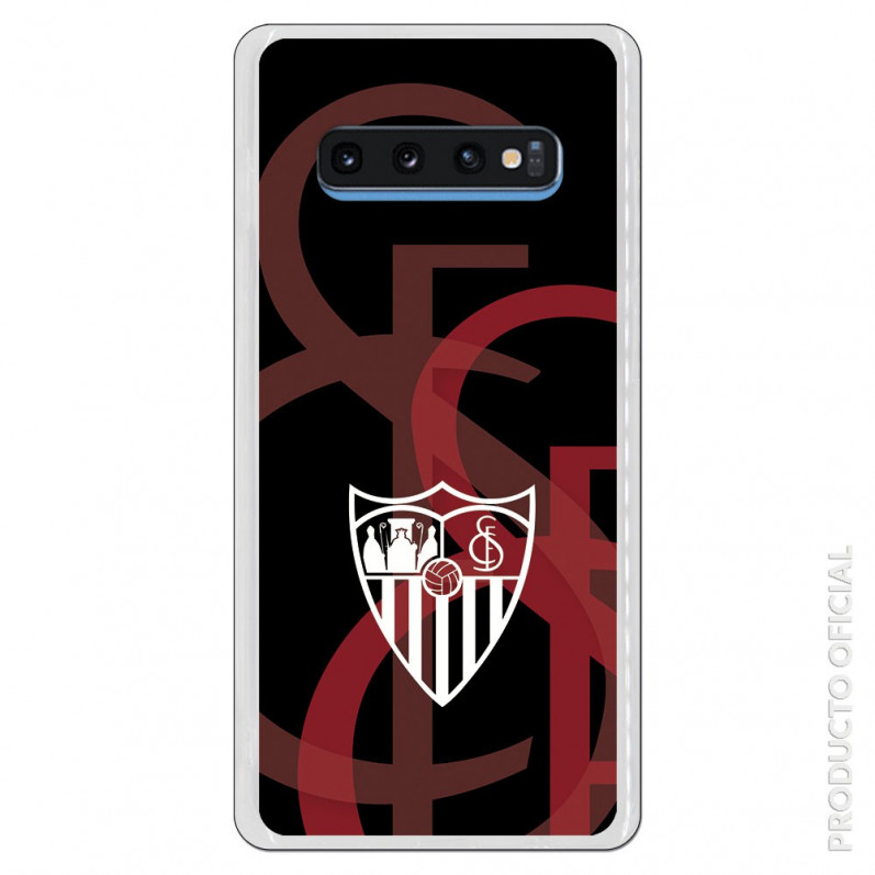 Carcasa Oficial Sevilla escudo blanco fondo escudo para Samsung Galaxy S10 Plus- La Casa de las Carcasas