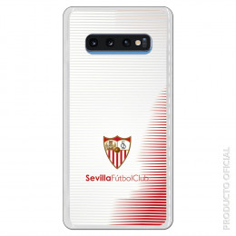 Carcasa Oficial Sevilla Rayas blancas y rojas sobre fondo gris SS18 para Samsung Galaxy S10 Plus- La Casa de las Carcasas