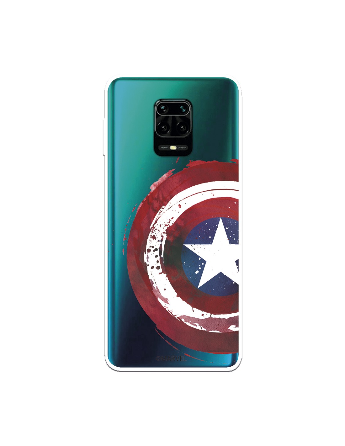 Funda para Xiaomi Redmi Note 9S Oficial de Marvel Capitán América Escudo  Transparente - Marvel