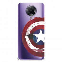 Funda para Xiaomi Redmi K30 Pro Oficial de Marvel Capitán América Escudo Transparente - Marvel