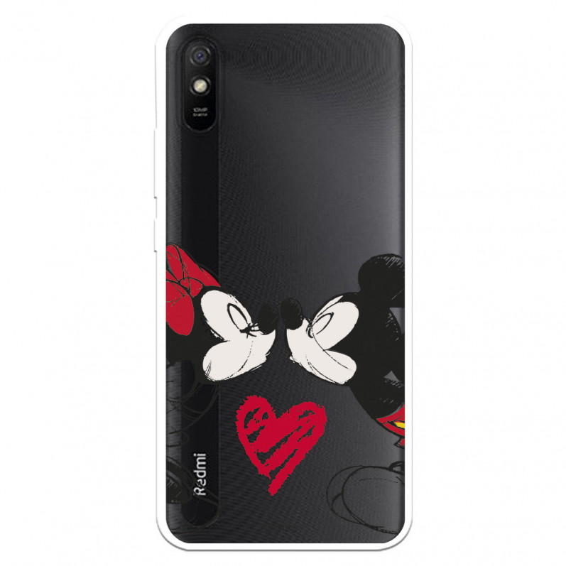 Funda para Xiaomi Redmi 9A Oficial de Disney Mickey y Minnie Beso - Clásicos Disney