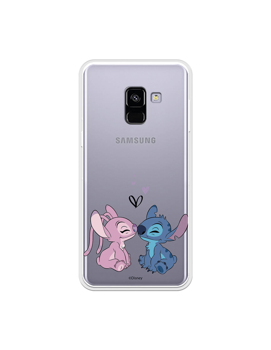 Funda para Samsung Galaxy A8 2018 Oficial de Disney Angel & Stitch Beso -  Lilo & Stitch