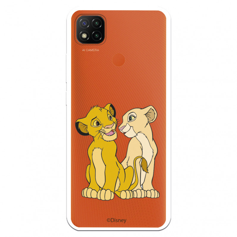 Funda para Xiaomi Redmi 9C Oficial de Disney Simba y Nala Silueta - El Rey León