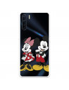 Funda para Oppo A91 Oficial de Disney Mickey y Minnie Posando - Clásicos Disney
