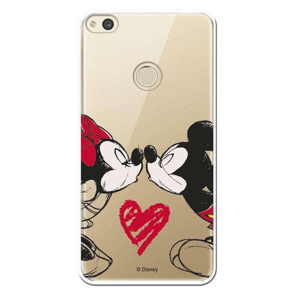 Funda Disney Mickey Y Minnie Beso Clear para Huawei P8 Lite 2017
