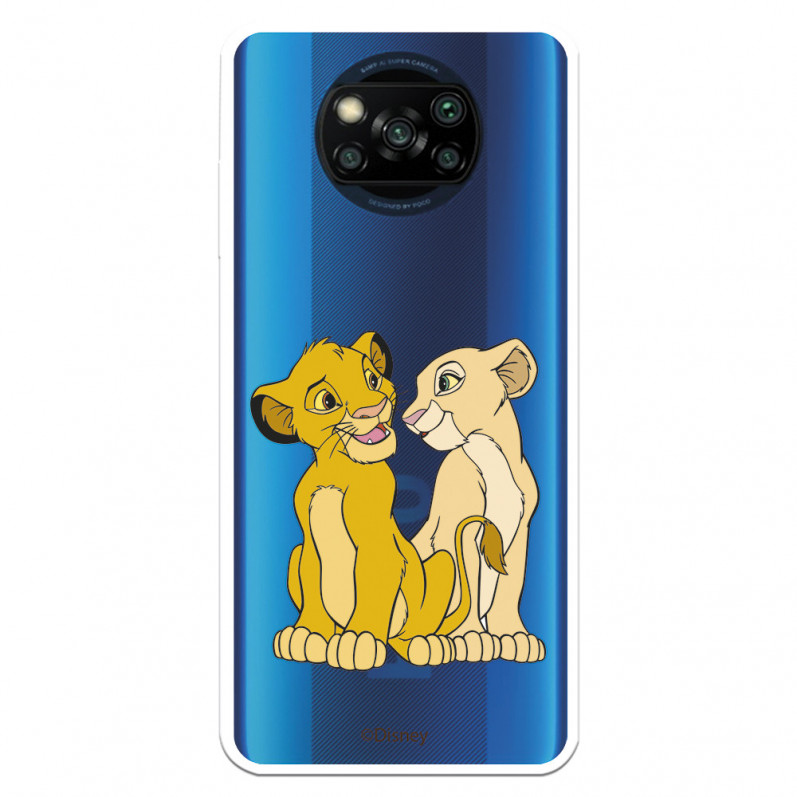 Funda para Xiaomi Poco X3 Oficial de Disney Simba y Nala Silueta - El Rey León