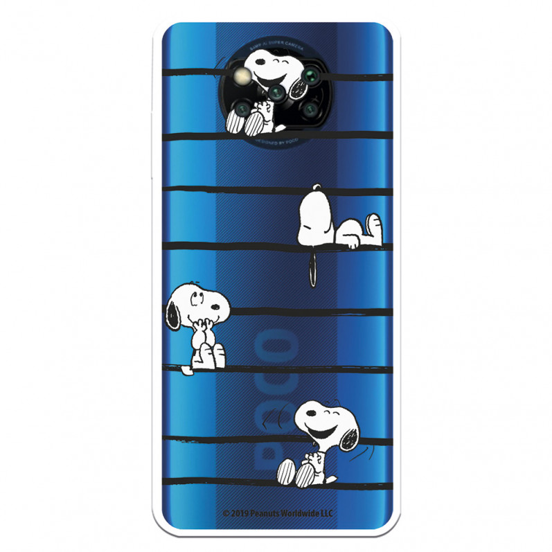 Funda para Xiaomi Poco X3 Oficial de Peanuts Snoopy rayas - Snoopy