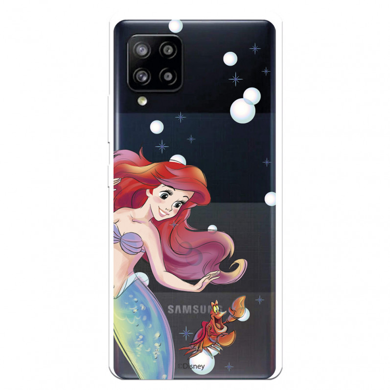 Funda para Samsung Galaxy A42 5G Oficial de Disney Ariel y Sebastián Burbujas - La Sirenita