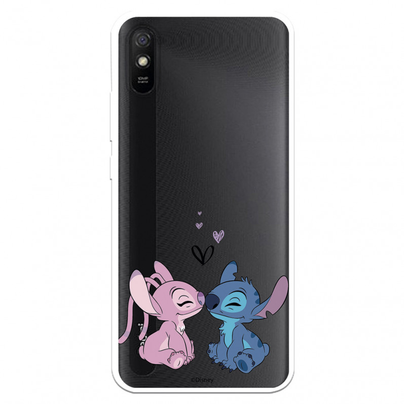 Funda para Xiaomi Redmi 9A Oficial de Disney Angel & Stitch Beso - Lilo & Stitch