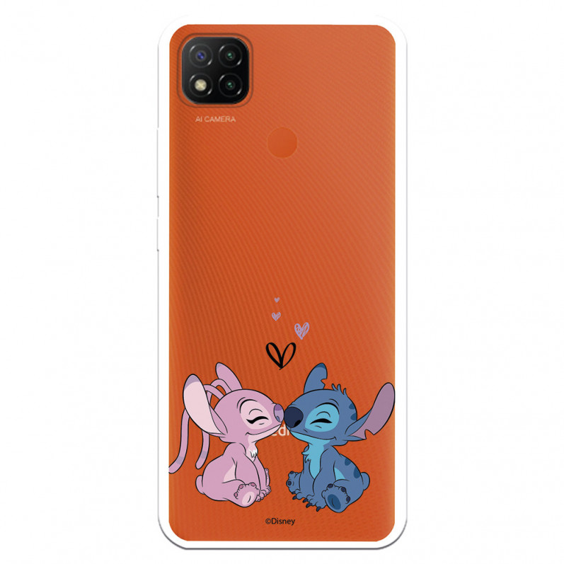 Funda para Xiaomi Redmi 9C Oficial de Disney Angel & Stitch Beso - Lilo & Stitch