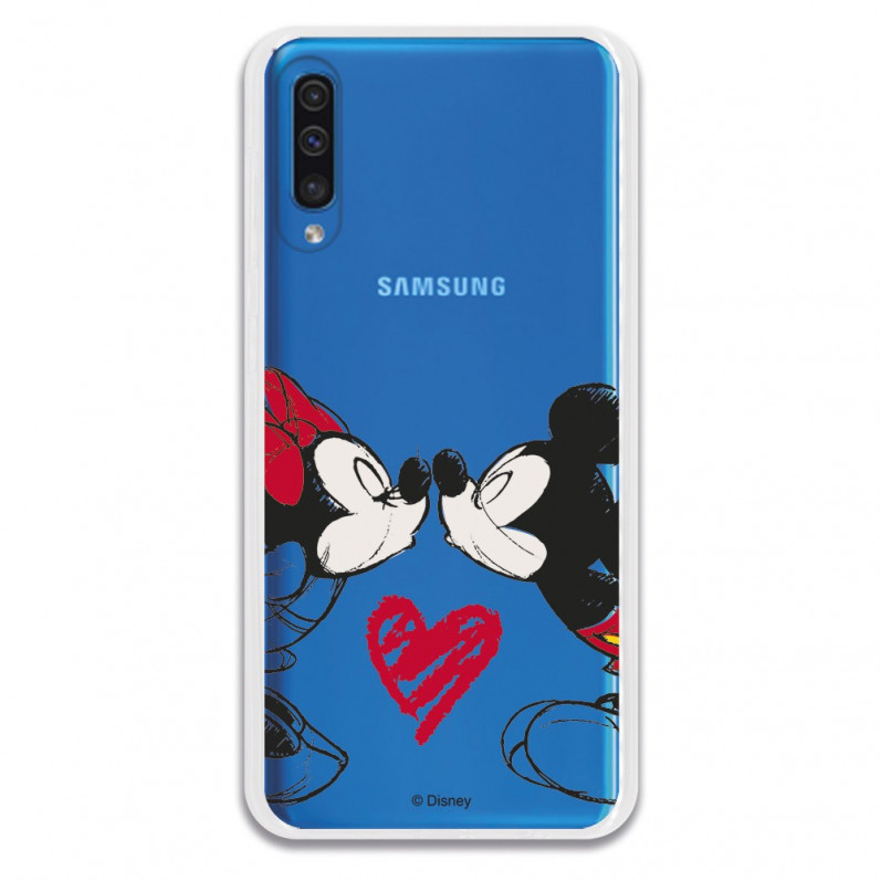 Carcasa Oficial Mikey Y Minnie Beso Clear para Samsung Galaxy A50- La Casa de las Carcasas