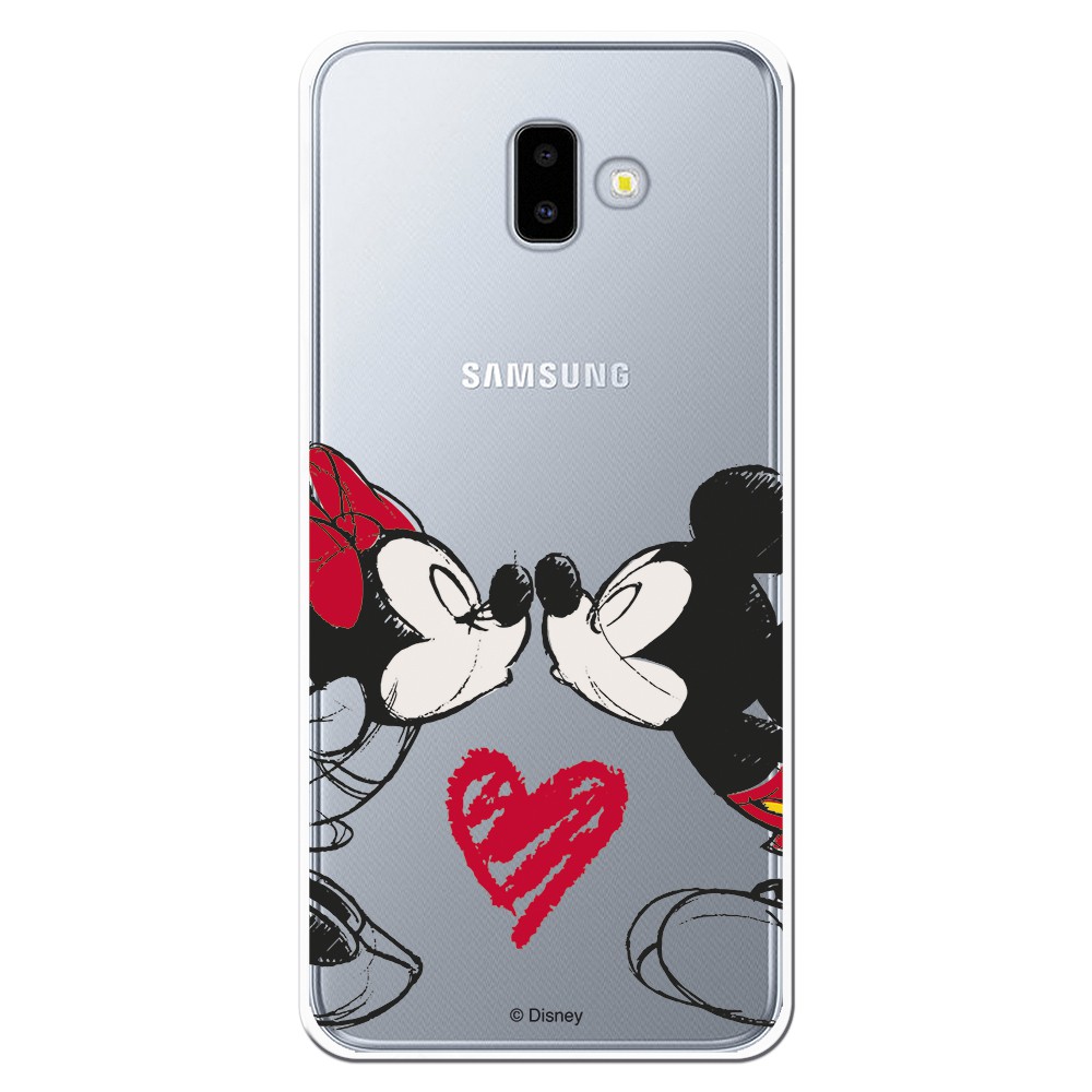 Funda Oficial Disney Mickey Minnie Beso Clear para Samsung Galaxy J6 Plus