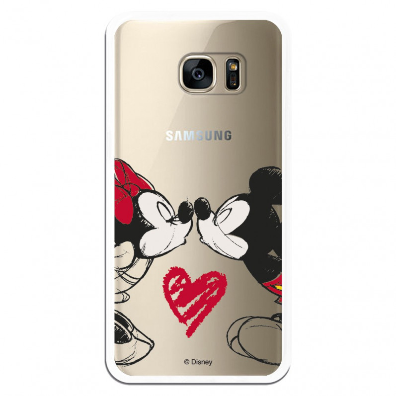 Carcasa Oficial Mikey Y Minnie Beso Clear para Samsung Galaxy S7 Edge- La Casa de las Carcasas
