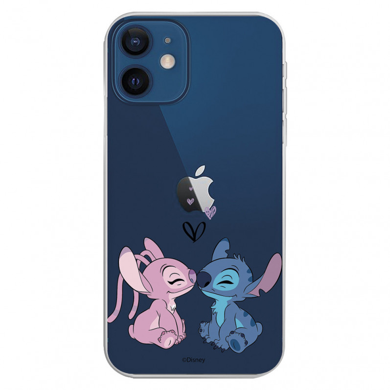 Funda para iPhone 12 Oficial de Disney Angel & Stitch Beso - Lilo & Stitch