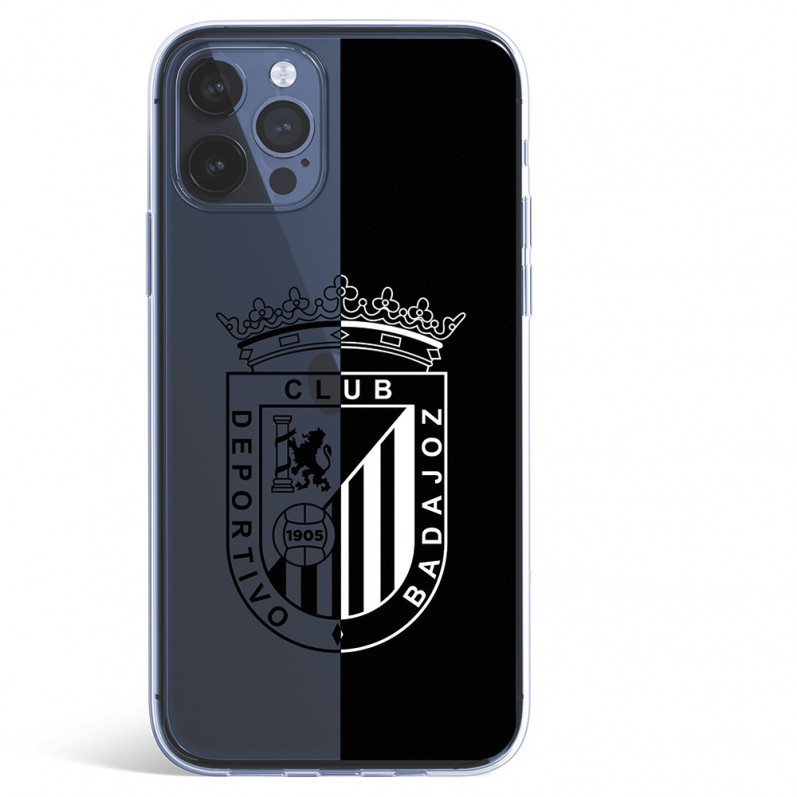 Funda para iPhone 12 Pro Max del Badajoz Escudo Fondo Negro y transparente - Licencia Oficial Club Deportivo Badajoz