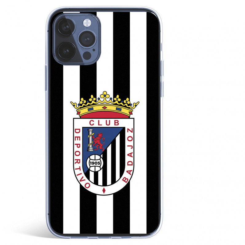 Funda para iPhone 12 Pro Max del Badajoz Escudo Blanquinegro - Licencia Oficial Club Deportivo Badajoz