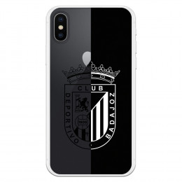 Funda para iPhone X del Badajoz Escudo Fondo Negro y transparente - Licencia Oficial Club Deportivo Badajoz
