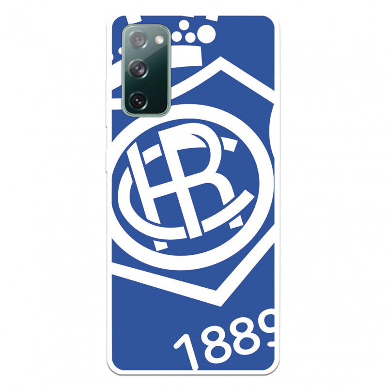 Funda para Samsung Galaxy S20 FE del Recre Escudo Fondo Azul - Licencia Oficial Real Club Recreativo de Huelva