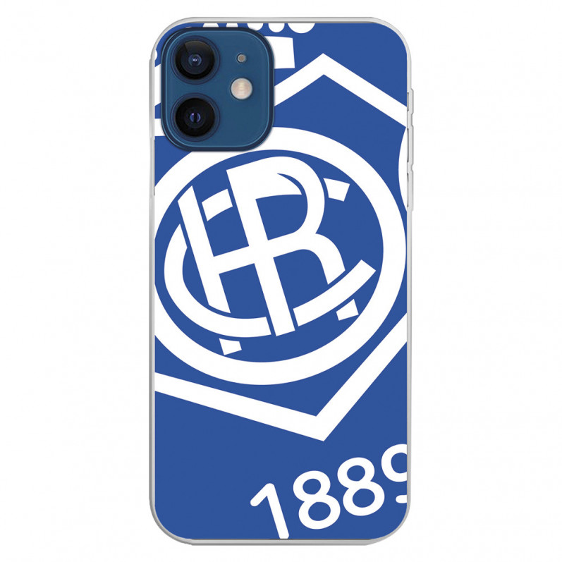 Funda para iPhone 12 Mini del Recre Escudo Fondo Azul - Licencia Oficial Real Club Recreativo de Huelva