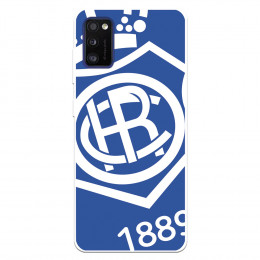 Funda para Samsung Galaxy A41 del Recre Escudo Fondo Azul - Licencia Oficial Real Club Recreativo de Huelva