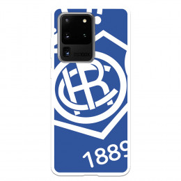 Funda para Samsung Galaxy S20 del Recre Escudo Fondo Azul - Licencia Oficial Real Club Recreativo de Huelva